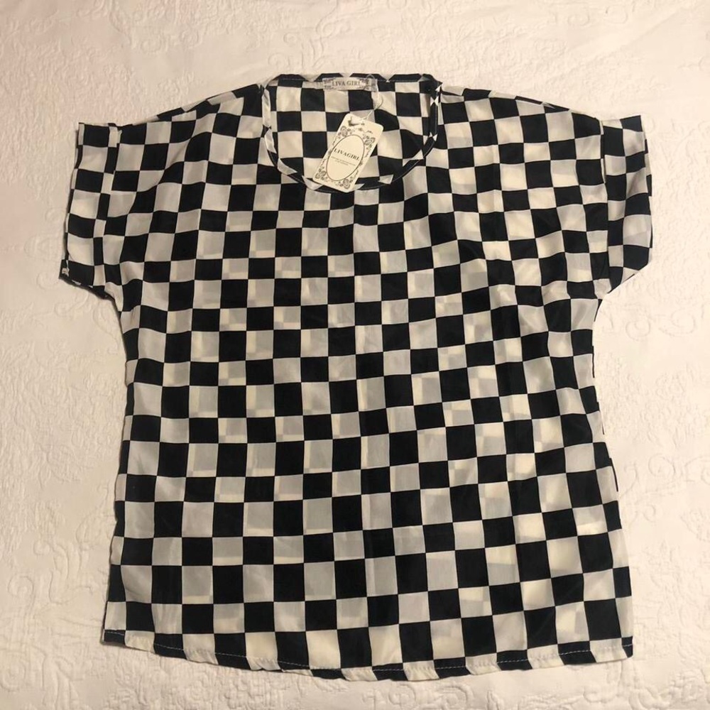 Liva Girl Checkerboard Blouse Skate Punk Ska Festival Rave